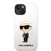 Karl Lagerfeld Liquid Silicone Ikonik NFT Case - дизайнерски силиконов кейс за iPhone 14 (бял) 2