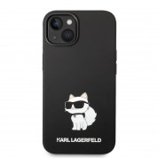 Karl Lagerfeld Liquid Silicone Choupette NFT Case - дизайнерски силиконов кейс за iPhone 14 (черен) 1