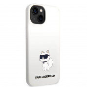 Karl Lagerfeld Liquid Silicone Choupette NFT Case - дизайнерски силиконов кейс за iPhone 14 (бял) 2
