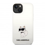 Karl Lagerfeld Liquid Silicone Choupette NFT Case - дизайнерски силиконов кейс за iPhone 14 (бял) 1