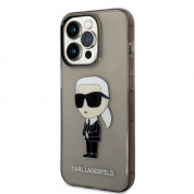 Karl Lagerfeld IML Ikonik NFT Case - дизайнерски силиконов кейс за iPhone 14 Pro (черен)