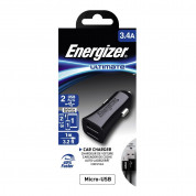 Energizer Ultimate Car Charger 3.4A With microUSB Cable - зарядно за кола с два USB-A изхода и microUSB кабел за смартфони (черен) 4