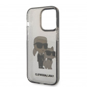 Karl Lagerfeld IML Glitter Karl and Choupette NFT Case - дизайнерски силиконов кейс за iPhone 14 Pro (черен) 4