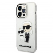 Karl Lagerfeld IML Glitter Karl and Choupette NFT Case - дизайнерски силиконов кейс за iPhone 14 Pro (прозрачен)