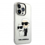 Karl Lagerfeld IML Glitter Karl and Choupette NFT Case - дизайнерски силиконов кейс за iPhone 14 Pro (прозрачен) 2