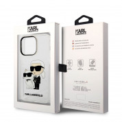 Karl Lagerfeld IML Glitter Karl and Choupette NFT Case - дизайнерски силиконов кейс за iPhone 14 Pro (прозрачен) 5