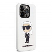 Karl Lagerfeld Liquid Silicone Ikonik NFT Case - дизайнерски силиконов кейс за iPhone 14 Pro (бял) 2