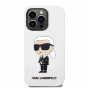Karl Lagerfeld Liquid Silicone Ikonik NFT Case - дизайнерски силиконов кейс за iPhone 14 Pro (бял) 1