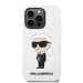 Karl Lagerfeld Liquid Silicone Ikonik NFT Case - дизайнерски силиконов кейс за iPhone 14 Pro (бял) 2
