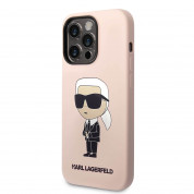 Karl Lagerfeld Liquid Silicone Ikonik NFT Case - дизайнерски силиконов кейс за iPhone 14 Pro (розов)