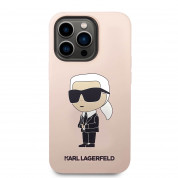 Karl Lagerfeld Liquid Silicone Ikonik NFT Case - дизайнерски силиконов кейс за iPhone 14 Pro (розов) 1