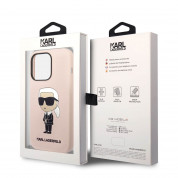 Karl Lagerfeld Liquid Silicone Ikonik NFT Case - дизайнерски силиконов кейс за iPhone 14 Pro (розов) 5