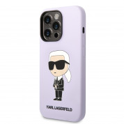 Karl Lagerfeld Liquid Silicone Ikonik NFT Case - дизайнерски силиконов кейс за iPhone 14 Pro (лилав)
