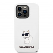 Karl Lagerfeld Liquid Silicone Choupette NFT Case - дизайнерски силиконов кейс за iPhone 14 Pro (бял) 1