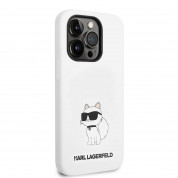 Karl Lagerfeld Liquid Silicone Choupette NFT Case - дизайнерски силиконов кейс за iPhone 14 Pro (бял) 2