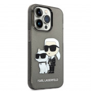 Karl Lagerfeld IML Glitter Karl and Choupette NFT Case - дизайнерски силиконов кейс за iPhone 14 Pro Max (черен) 2