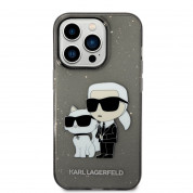Karl Lagerfeld IML Glitter Karl and Choupette NFT Case - дизайнерски силиконов кейс за iPhone 14 Pro Max (черен) 1
