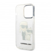 Karl Lagerfeld IML Glitter Karl and Choupette NFT Case - дизайнерски силиконов кейс за iPhone 14 Pro Max (прозрачен) 4