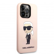 Karl Lagerfeld Liquid Silicone Ikonik NFT Case - дизайнерски силиконов кейс за iPhone 14 Pro Max (розов) 2