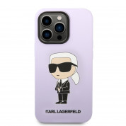 Karl Lagerfeld Liquid Silicone Ikonik NFT Case - дизайнерски силиконов кейс за iPhone 14 Pro Max (лилав) 1