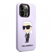 Karl Lagerfeld Liquid Silicone Ikonik NFT Case - дизайнерски силиконов кейс за iPhone 14 Pro Max (лилав) 2