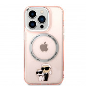 Karl Lagerfeld IML Karl and Choupette NFT MagSafe Case - дизайнерски силиконов кейс за iPhone 14 Pro (розов) 1