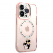 Karl Lagerfeld IML Karl and Choupette NFT MagSafe Case - дизайнерски силиконов кейс за iPhone 14 Pro (розов) 2