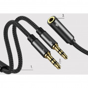 Joyroom Audio Splitter Cable Mic And Headphones - аудио разклонител (сплитер) за мобилни устройства с 3.5 мм стерео-жак (20 см) (черен) 6