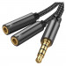 Joyroom Audio Splitter Cable Mic And Headphones - аудио разклонител (сплитер) за мобилни устройства с 3.5 мм стерео-жак (20 см) (черен) 1