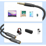Joyroom Audio Splitter Cable Mic And Headphones - аудио разклонител (сплитер) за мобилни устройства с 3.5 мм стерео-жак (20 см) (черен) 7