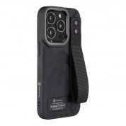 Tactical Camo Troop Cover - хибриден удароустойчив текстилен кейс с лента за ръка за iPhone 14 Pro (черен) 1