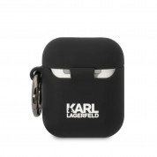 Karl Lagerfeld AirPods 3D Logo NFT Karl Head Silicone Case - силиконов калъф с карабинер за Apple AirPods и Apple AirPods 2 (черен) 1