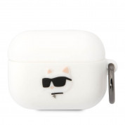 Karl Lagerfeld AirPods Pro 3D Logo NFT Choupette Head Silicone Case - силиконов калъф с карабинер за Apple AirPods Pro (бял)