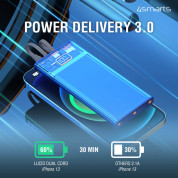 4smarts Power Bank Lucid Dual Cord 10000 mAh 22.5W - външна батерия с вградени USB-C и Lightning кабели, USB-A и USB-C изходи с технология за бързо зареждане (сив) 9