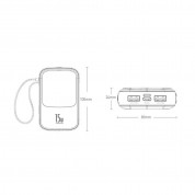 Baseus Qpow Digital Display Power bank with USB-C cable 15W (PPQD-A01) - външна батерия 10000 mAh с вграден USB-C кабел и USB-C, USB-A и Lightning портове (черен) 10