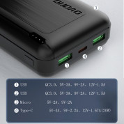 Dudao K12PQPlus Power Bank 20000mAh 20W PD - външна батерия с два USB-A и един USB-C изходи и технология за бързо зареждане (черен) 3