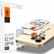 Spigen Optik Pro tR Ez Fit Lens Protector - 2 комплекта предпазни стъклени лещи за камерата на iPhone 14 Pro, iPhone 14 Pro Max (златист)