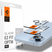 Spigen Optik Pro tR Ez Fit Lens Protector 2 Pack - 2 комплекта предпазни стъклени лещи за камерата на iPhone 14, iPhone 14 Plus (син)