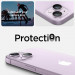Spigen Optik Pro tR Ez Fit Lens Protector 2 Pack - 2 комплекта предпазни стъклени лещи за камерата на iPhone 14, iPhone 14 Plus (лилав) 8