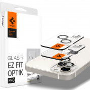 Spigen Optik Pro tR Ez Fit Lens Protector - 2 комплекта предпазни стъклени лещи за камерата на iPhone 14, iPhone 14 Plus (светлозлатист) 6