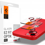 Spigen Optik Pro tR Ez Fit Lens Protector 2 Pack - 2 комплекта предпазни стъклени лещи за камерата на iPhone 14, iPhone 14 Plus (червен)