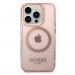 Guess Translucent MagSafe Case - хибриден удароустойчив кейс с MagSafe за iPhone 14 Pro Max (розов-прозрачен) 2