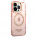 Guess Translucent MagSafe Case - хибриден удароустойчив кейс с MagSafe за iPhone 14 Pro Max (розов-прозрачен) 3