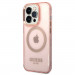Guess Translucent MagSafe Case - хибриден удароустойчив кейс с MagSafe за iPhone 14 Pro Max (розов-прозрачен) 1