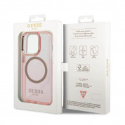 Guess Translucent MagSafe Case - хибриден удароустойчив кейс с MagSafe за iPhone 14 Pro Max (розов-прозрачен) 5