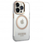 Guess Translucent MagSafe Case - хибриден удароустойчив кейс с MagSafe за iPhone 14 Pro Max (златист-прозрачен) 2