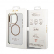 Guess Translucent MagSafe Case - хибриден удароустойчив кейс с MagSafe за iPhone 14 Pro Max (златист-прозрачен) 5