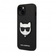 Karl Lagerfeld Saffiano Choupette Head Case - дизайнерски кожен кейс за iPhone 14 (черен)