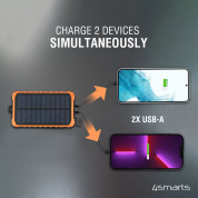4smarts Solar Rugged Power Bank Prepper 12000mAh - соларна удароустойчива външна батерия с 2xUSB-A изхода, динамо и фенер (черен)  6