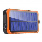 4smarts Solar Rugged Power Bank Prepper 12000mAh - соларна удароустойчива външна батерия с 2xUSB-A изхода, динамо и фенер (черен)  1